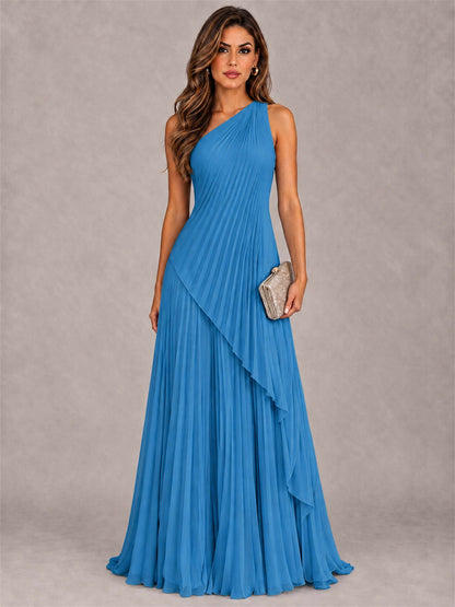 Elegant One Shoulder Pleated Chiffon Formal Dress