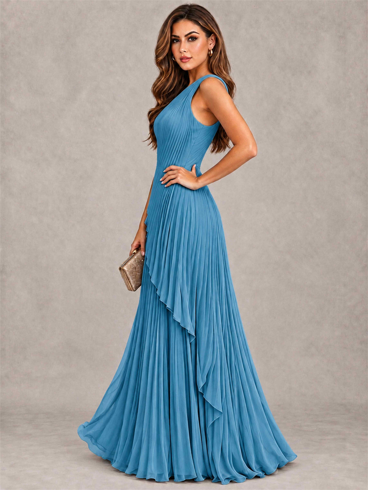 Elegant One Shoulder Pleated Chiffon Formal Dress
