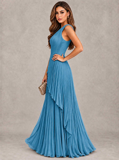 Elegant One Shoulder Pleated Chiffon Formal Dress