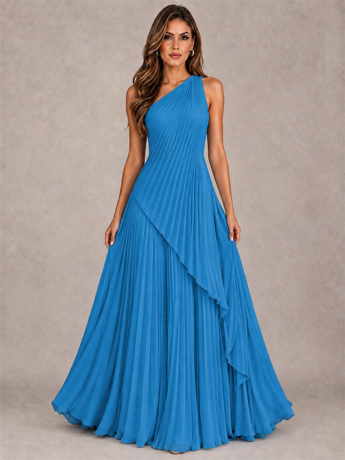 Elegant One Shoulder Pleated Chiffon Formal Dress