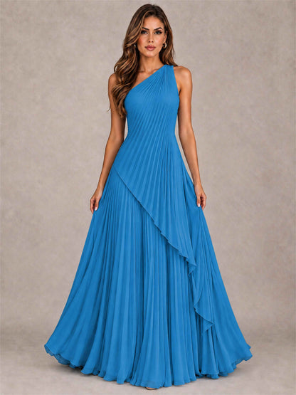 Elegant One Shoulder Pleated Chiffon Formal Dress