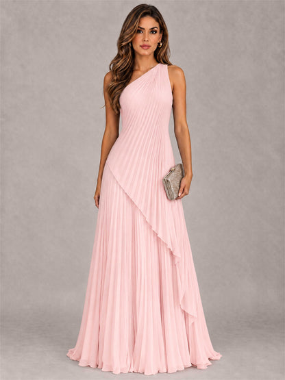 Elegant One Shoulder Pleated Chiffon Formal Dress
