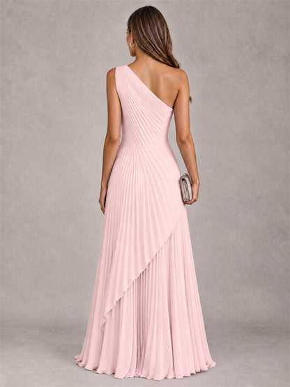 Elegant One Shoulder Pleated Chiffon Formal Dress