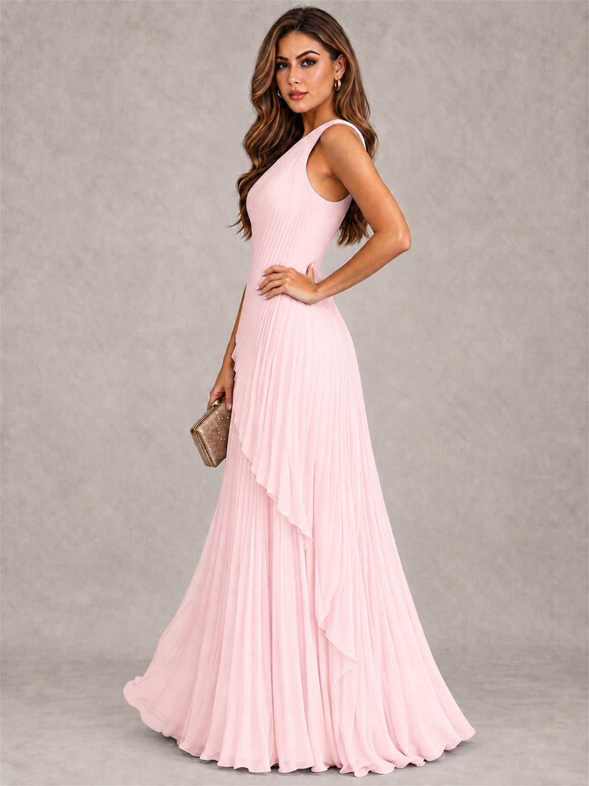Elegant One Shoulder Pleated Chiffon Formal Dress