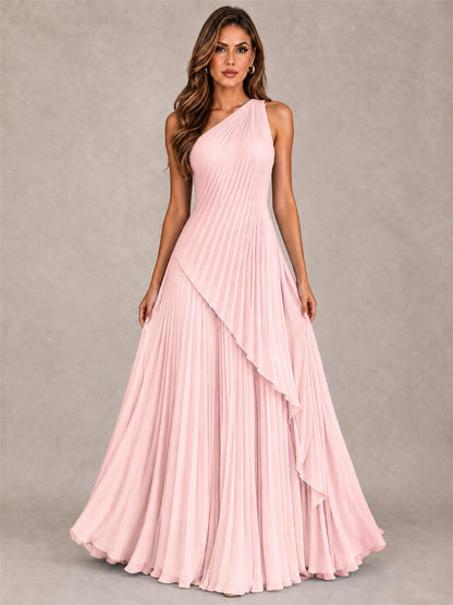 Elegant One Shoulder Pleated Chiffon Formal Dress