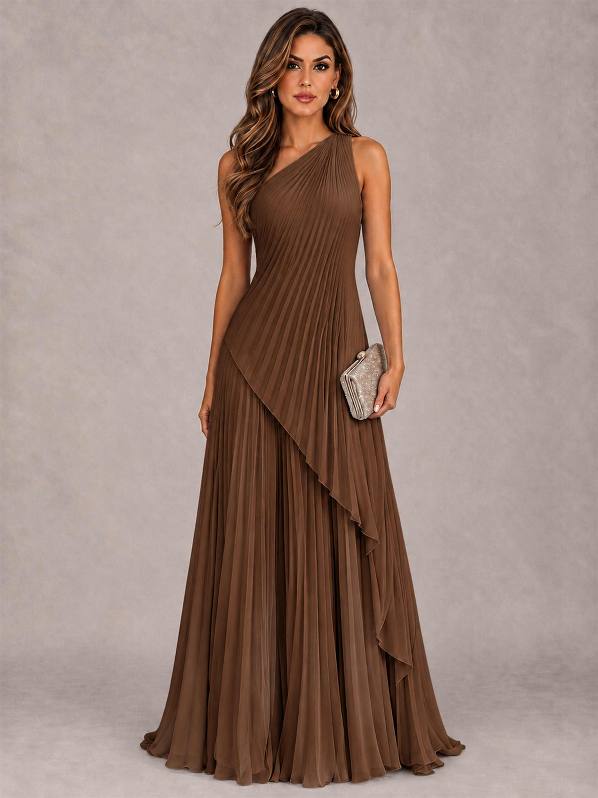 Elegant One Shoulder Pleated Chiffon Formal Dress