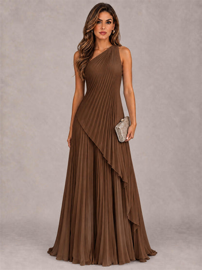 Elegant One Shoulder Pleated Chiffon Formal Dress