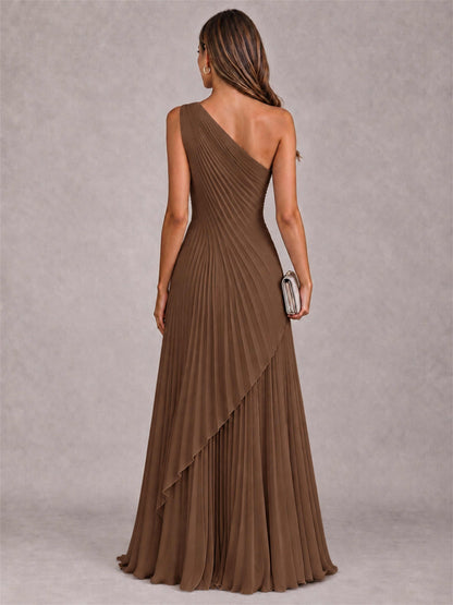 Elegant One Shoulder Pleated Chiffon Formal Dress