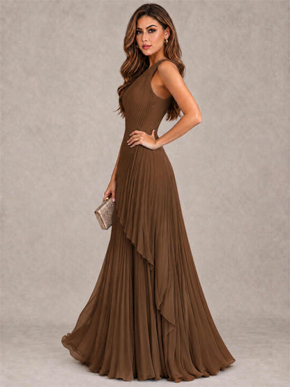Elegant One Shoulder Pleated Chiffon Formal Dress