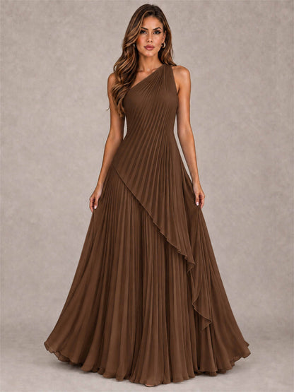 Elegant One Shoulder Pleated Chiffon Formal Dress
