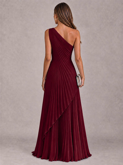 Elegant One Shoulder Pleated Chiffon Formal Dress