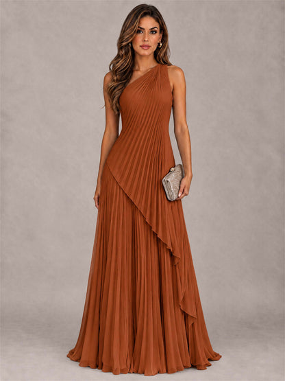 Elegant One Shoulder Pleated Chiffon Formal Dress