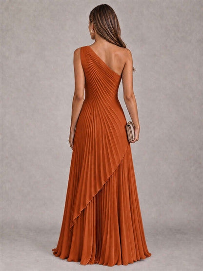 Elegant One Shoulder Pleated Chiffon Formal Dress