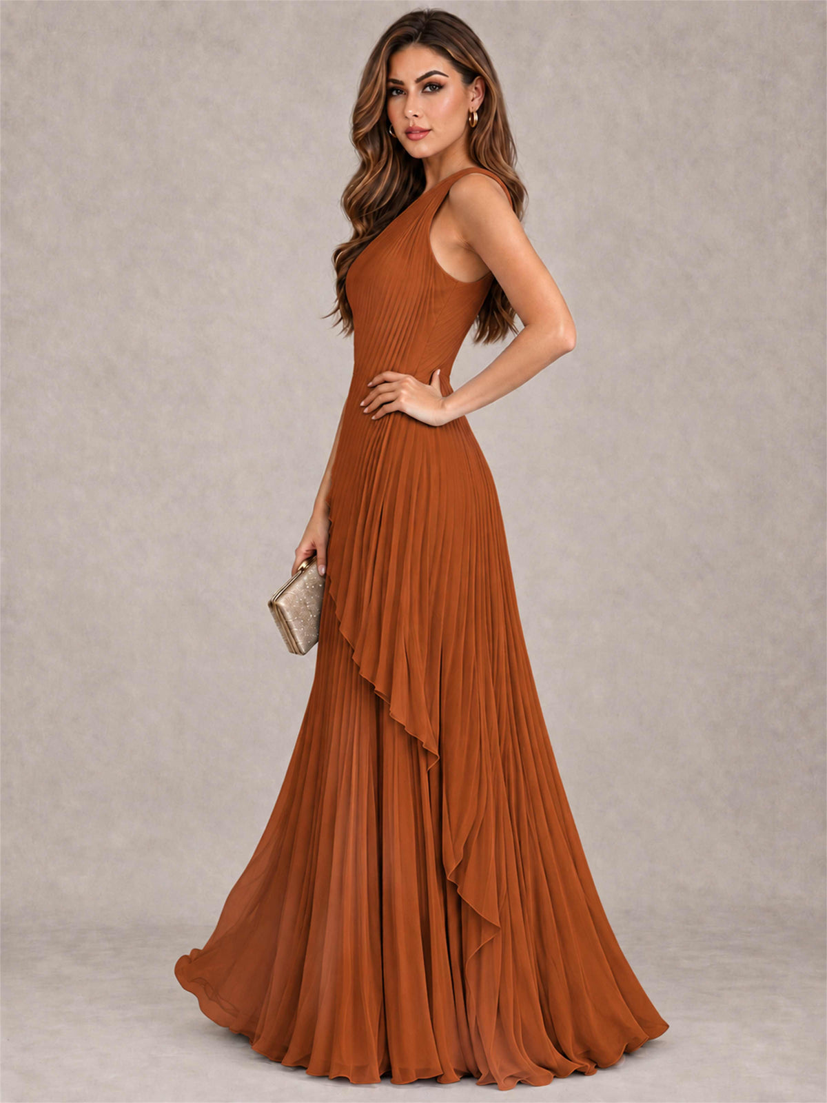 Elegant One Shoulder Pleated Chiffon Formal Dress