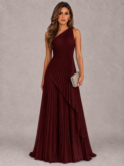 Elegant One Shoulder Pleated Chiffon Formal Dress