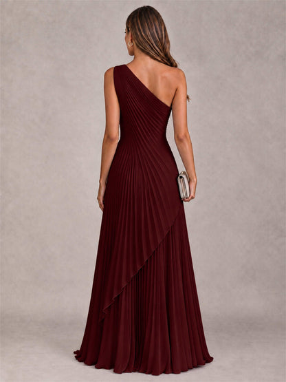 Elegant One Shoulder Pleated Chiffon Formal Dress