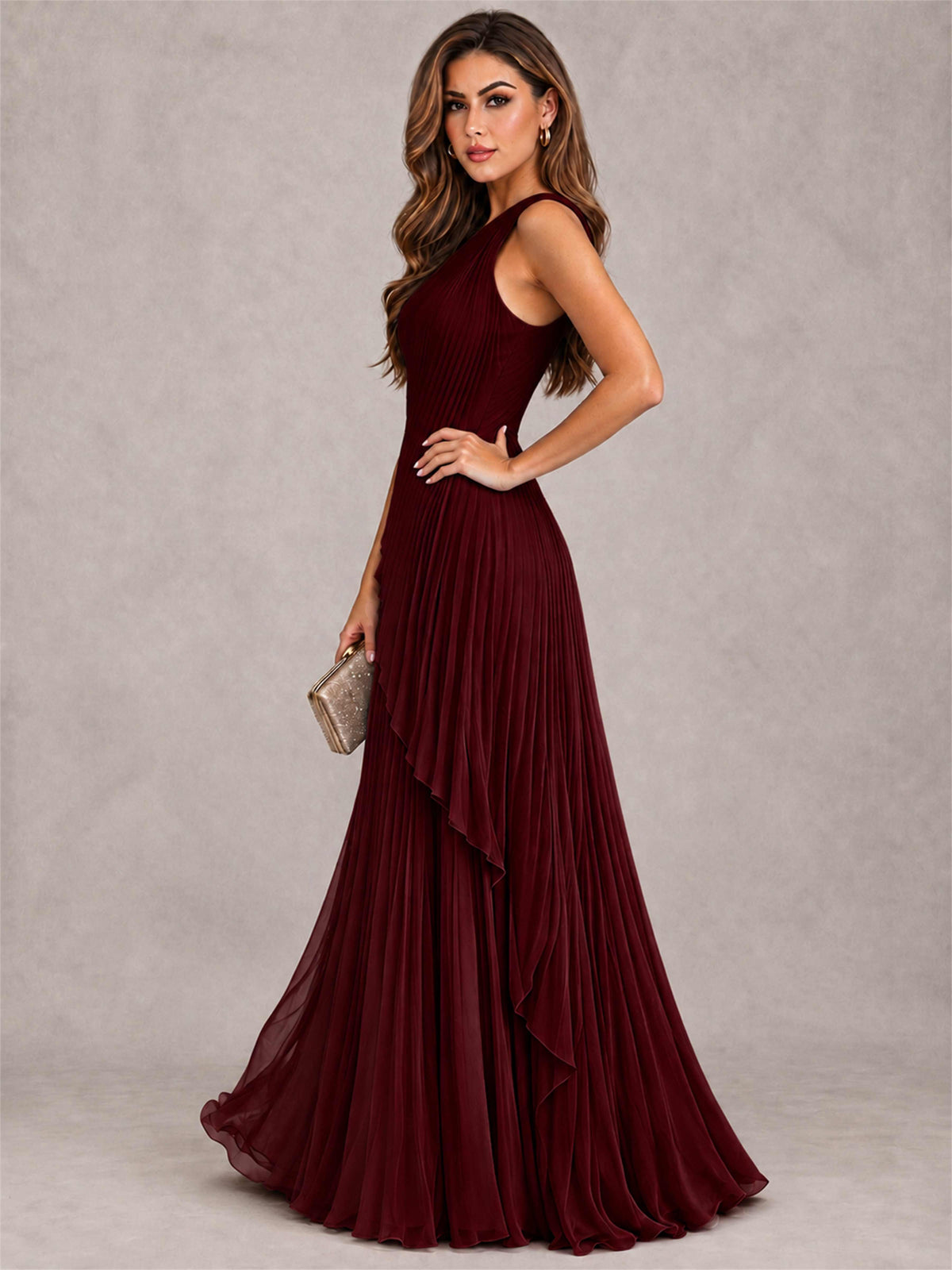 Elegant One Shoulder Pleated Chiffon Formal Dress