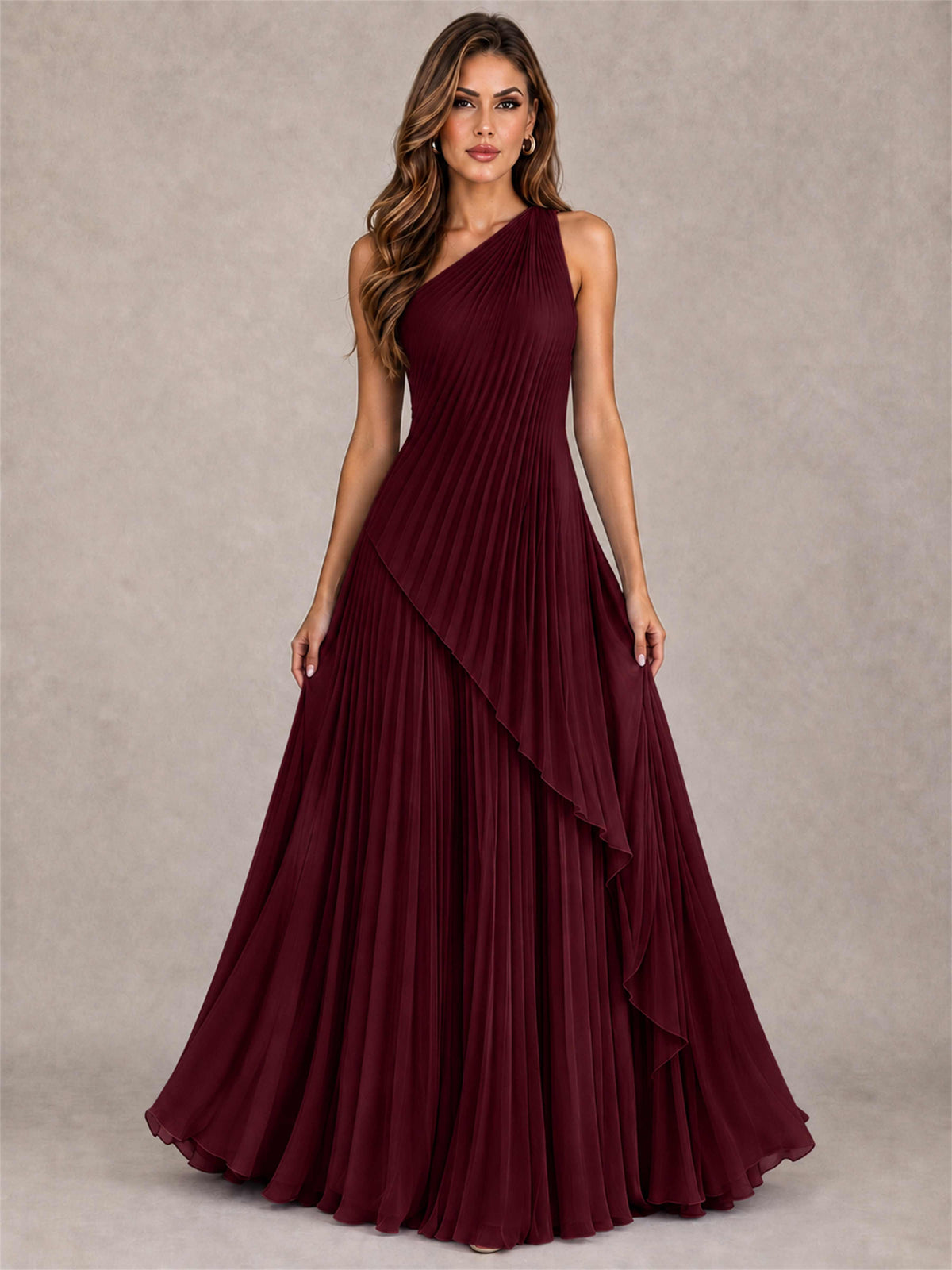 Elegant One Shoulder Pleated Chiffon Formal Dress