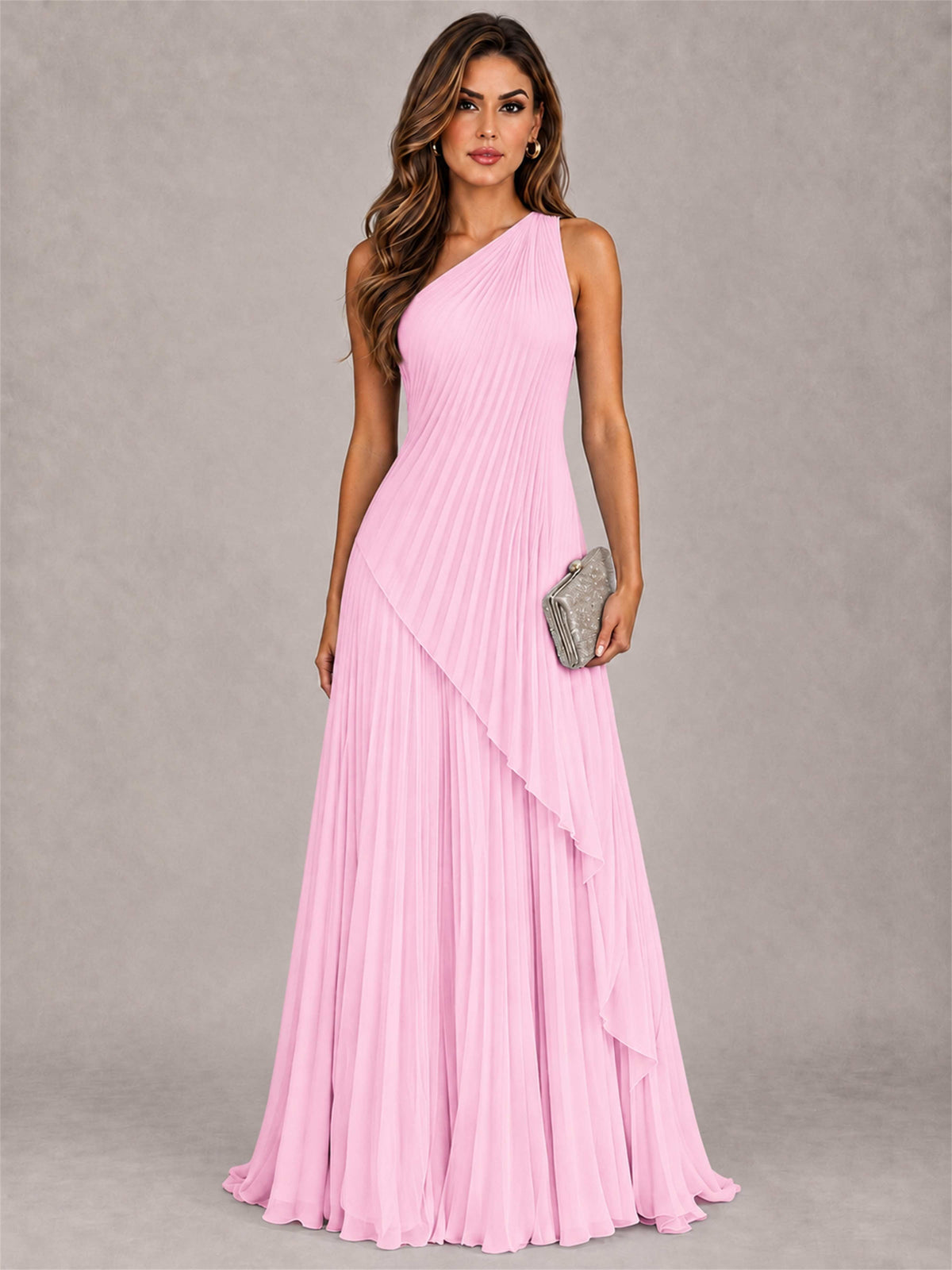 Elegant One Shoulder Pleated Chiffon Formal Dress