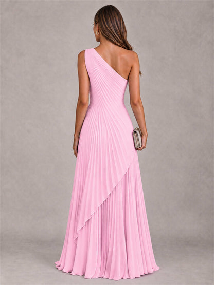 Elegant One Shoulder Pleated Chiffon Formal Dress