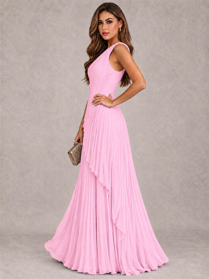 Elegant One Shoulder Pleated Chiffon Formal Dress