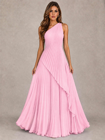 Elegant One Shoulder Pleated Chiffon Formal Dress