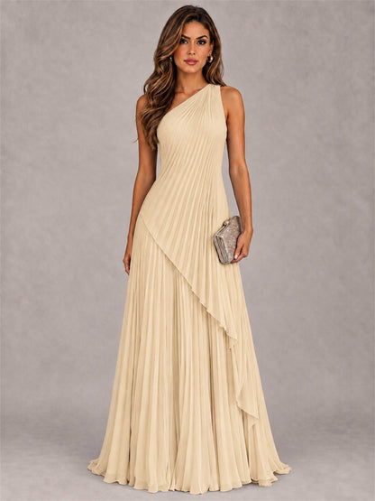 Elegant One Shoulder Pleated Chiffon Formal Dress