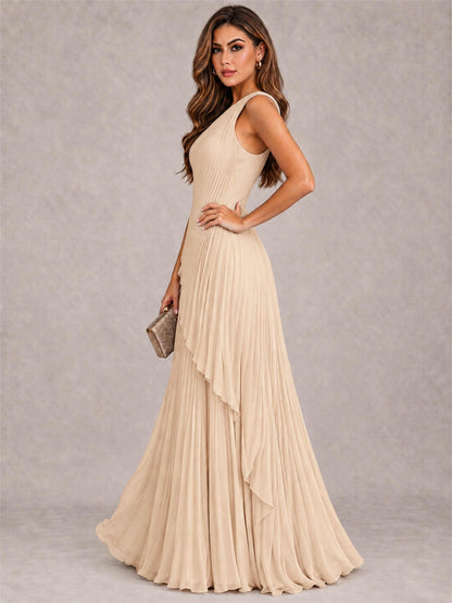 Elegant One Shoulder Pleated Chiffon Formal Dress