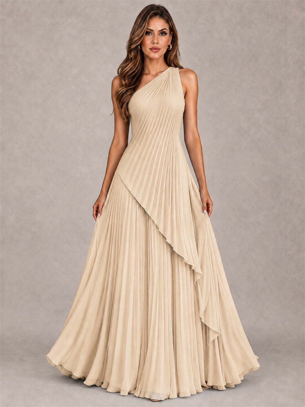 Elegant One Shoulder Pleated Chiffon Formal Dress