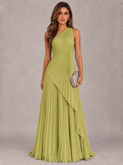 Elegant One Shoulder Pleated Chiffon Formal Dress
