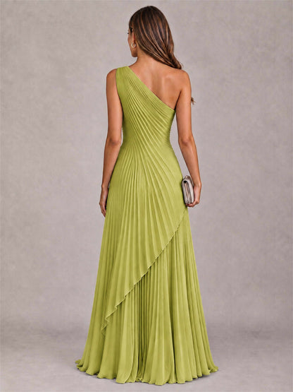 Elegant One Shoulder Pleated Chiffon Formal Dress