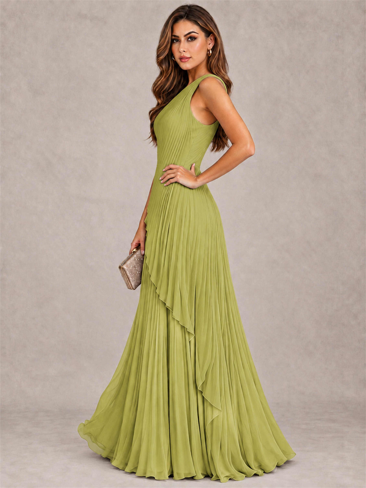 Elegant One Shoulder Pleated Chiffon Formal Dress