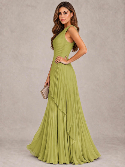 Elegant One Shoulder Pleated Chiffon Formal Dress