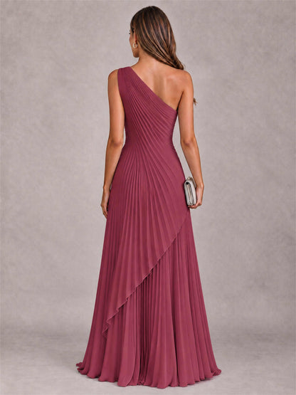 Elegant One Shoulder Pleated Chiffon Formal Dress