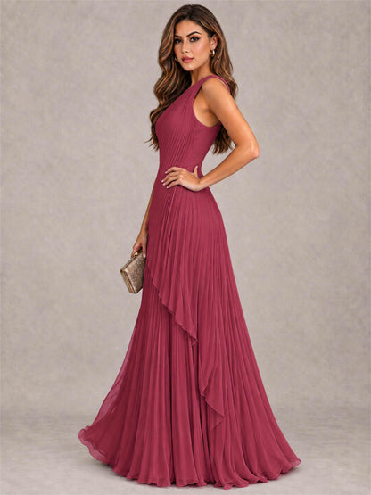 Elegant One Shoulder Pleated Chiffon Formal Dress