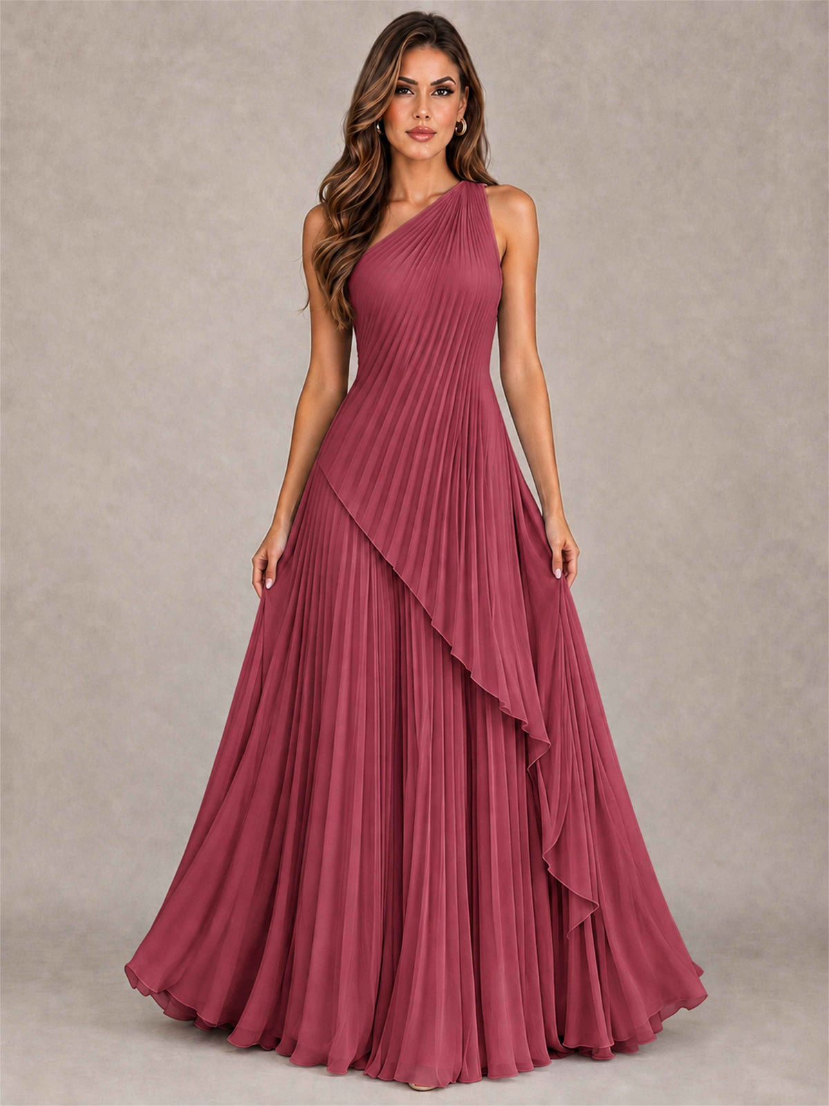 Elegant One Shoulder Pleated Chiffon Formal Dress
