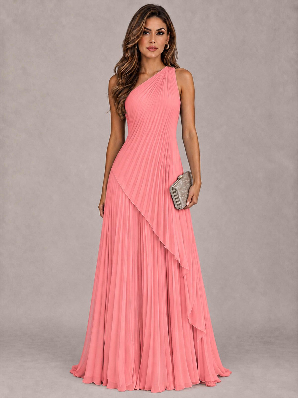 Elegant One Shoulder Pleated Chiffon Formal Dress
