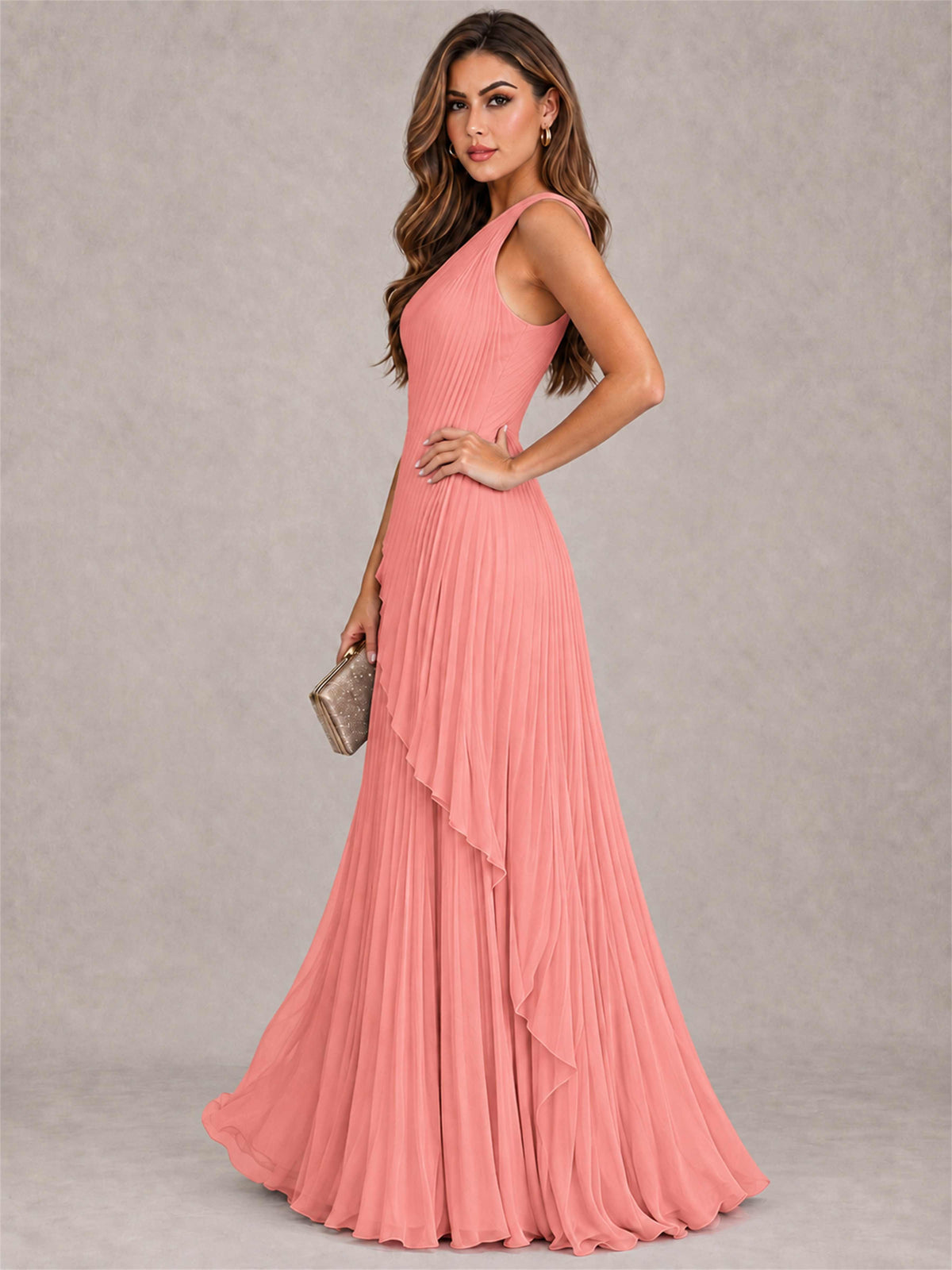 Elegant One Shoulder Pleated Chiffon Formal Dress