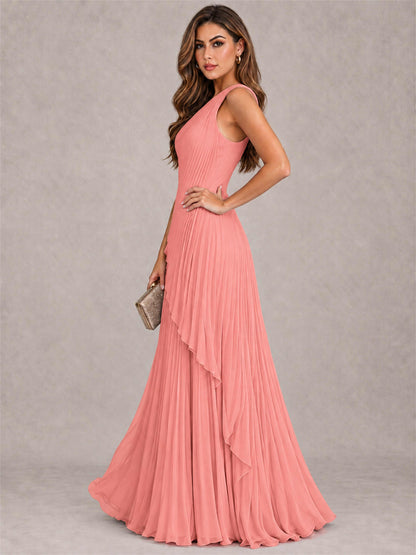 Elegant One Shoulder Pleated Chiffon Formal Dress