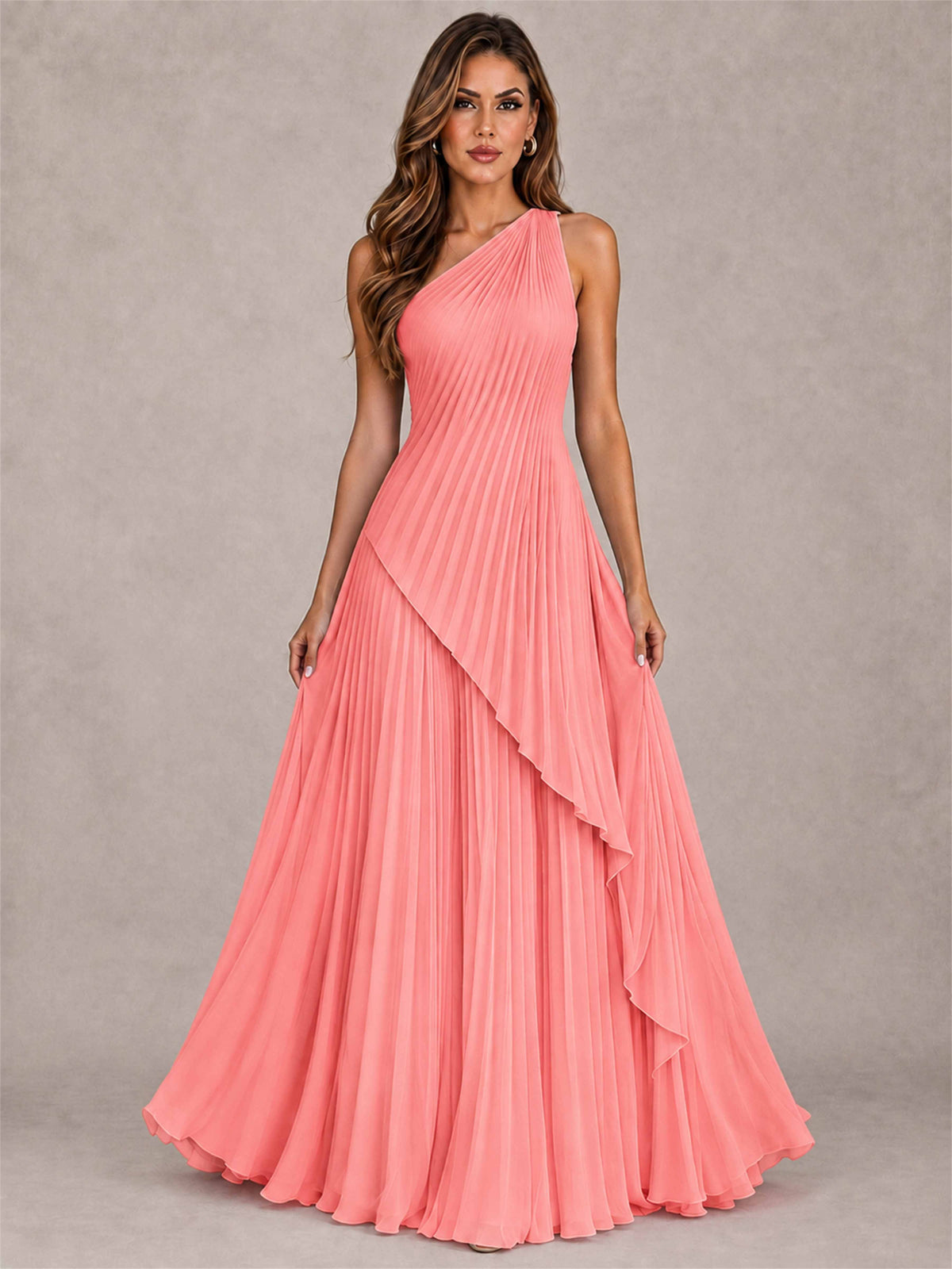 Elegant One Shoulder Pleated Chiffon Formal Dress