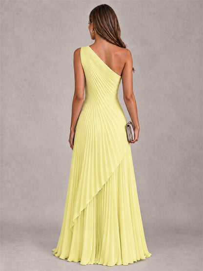 Elegant One Shoulder Pleated Chiffon Formal Dress