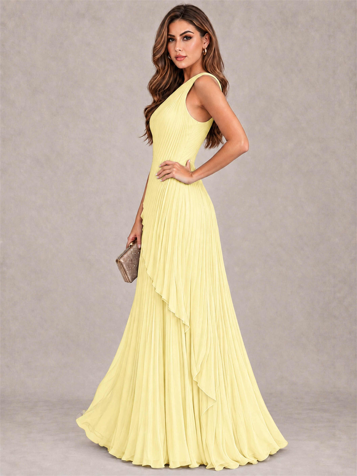 Elegant One Shoulder Pleated Chiffon Formal Dress