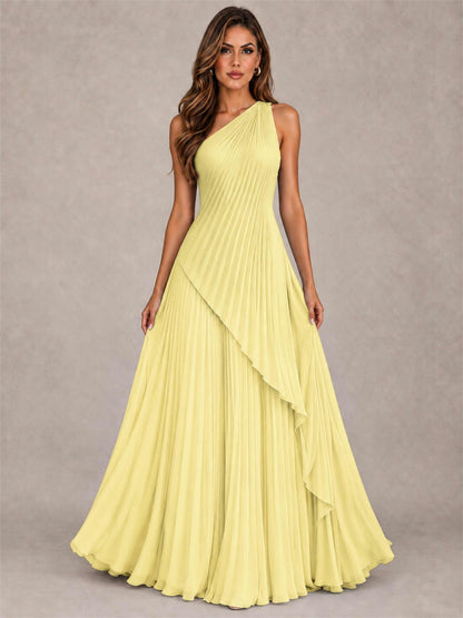 Elegant One Shoulder Pleated Chiffon Formal Dress