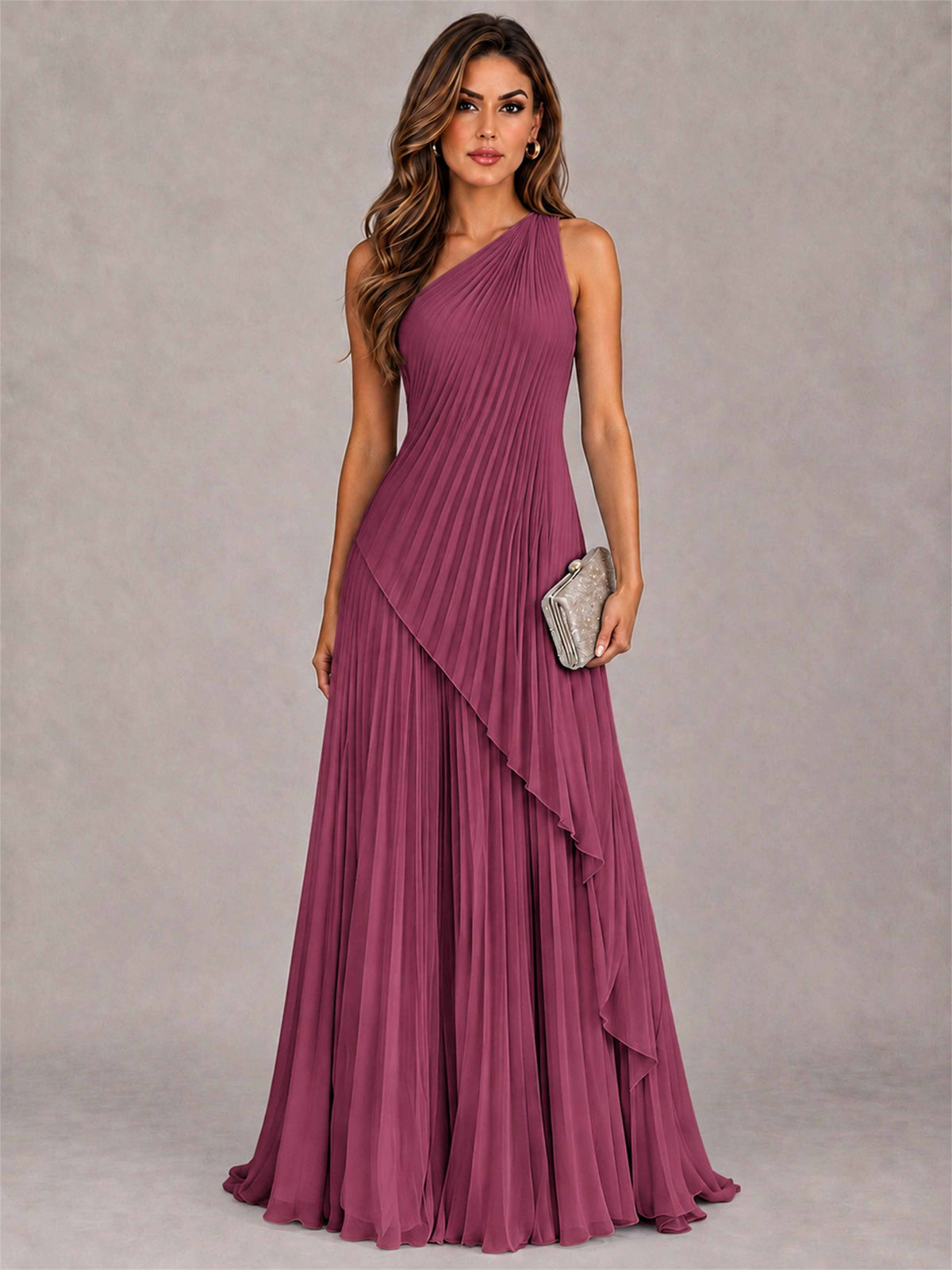 Elegant One Shoulder Pleated Chiffon Formal Dress