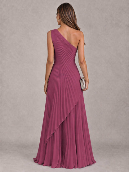 Elegant One Shoulder Pleated Chiffon Formal Dress