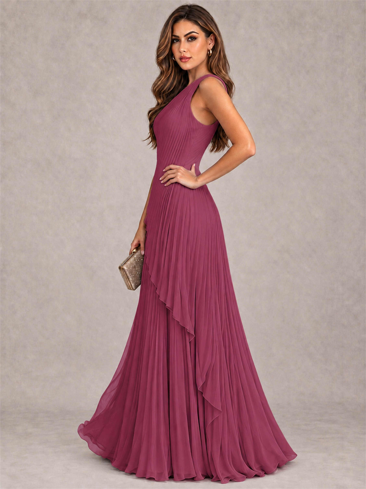 Elegant One Shoulder Pleated Chiffon Formal Dress