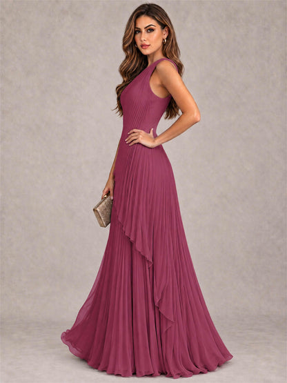 Elegant One Shoulder Pleated Chiffon Formal Dress