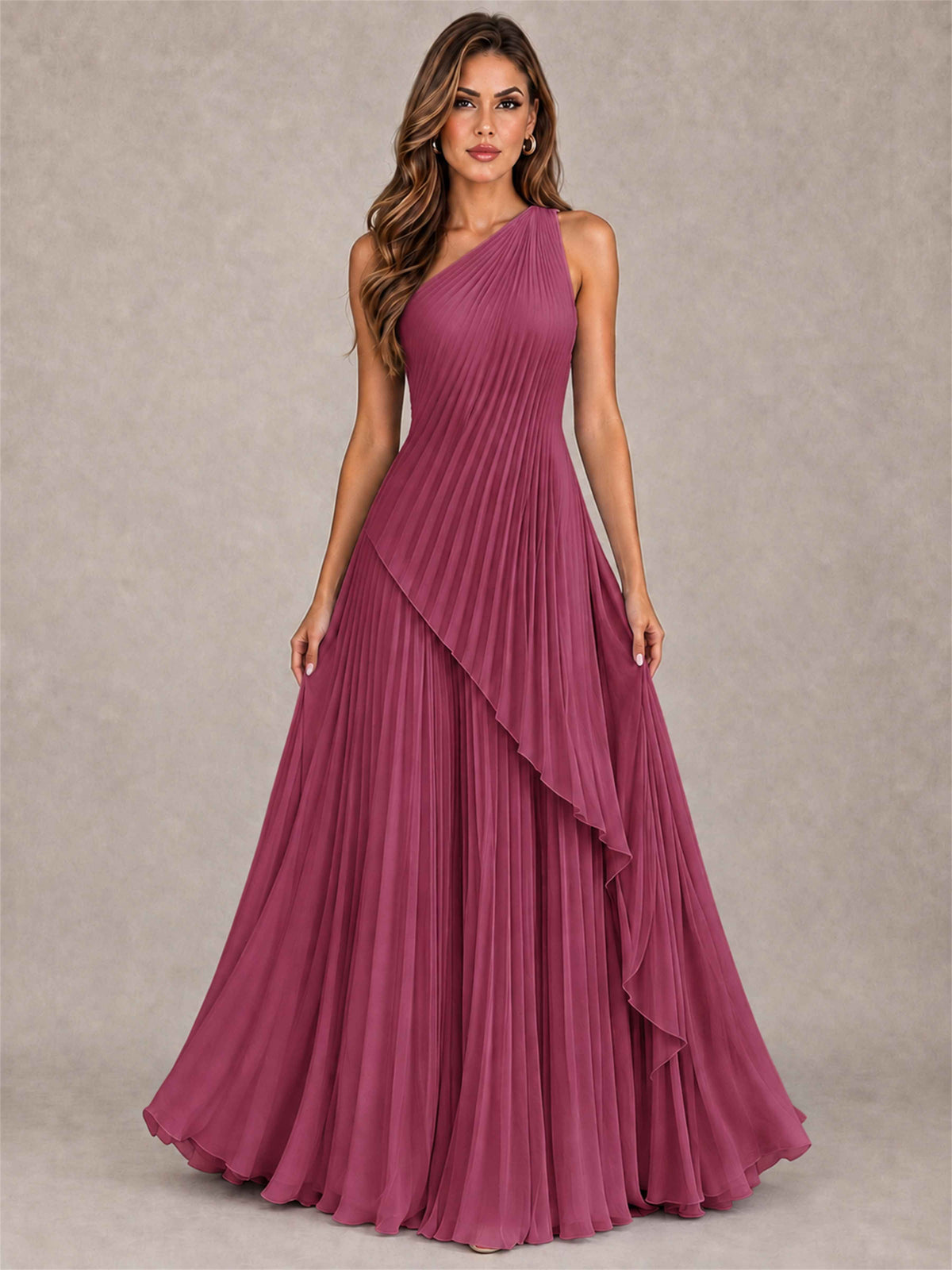 Elegant One Shoulder Pleated Chiffon Formal Dress