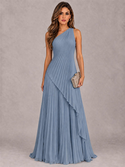 Elegant One Shoulder Pleated Chiffon Formal Dress