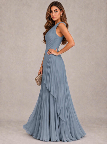 Elegant One Shoulder Pleated Chiffon Formal Dress